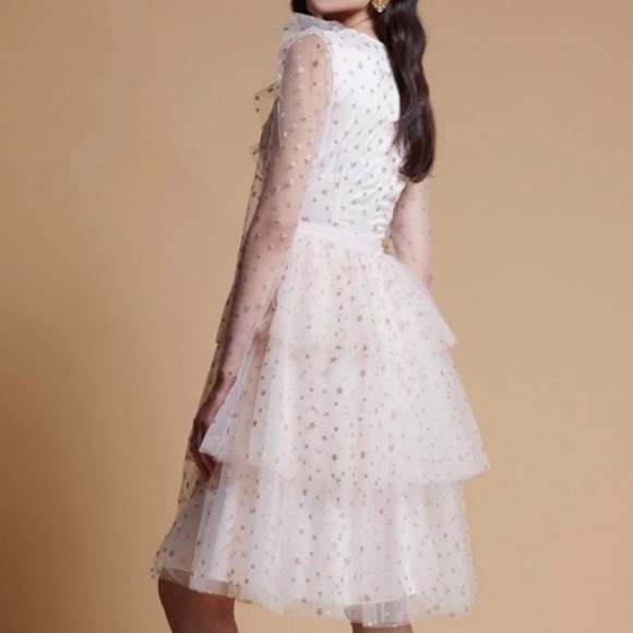 Rachel Parcell Dress Glitter Star Tulle Long Sleeve Tier Ruffle - Picture 2 of 7